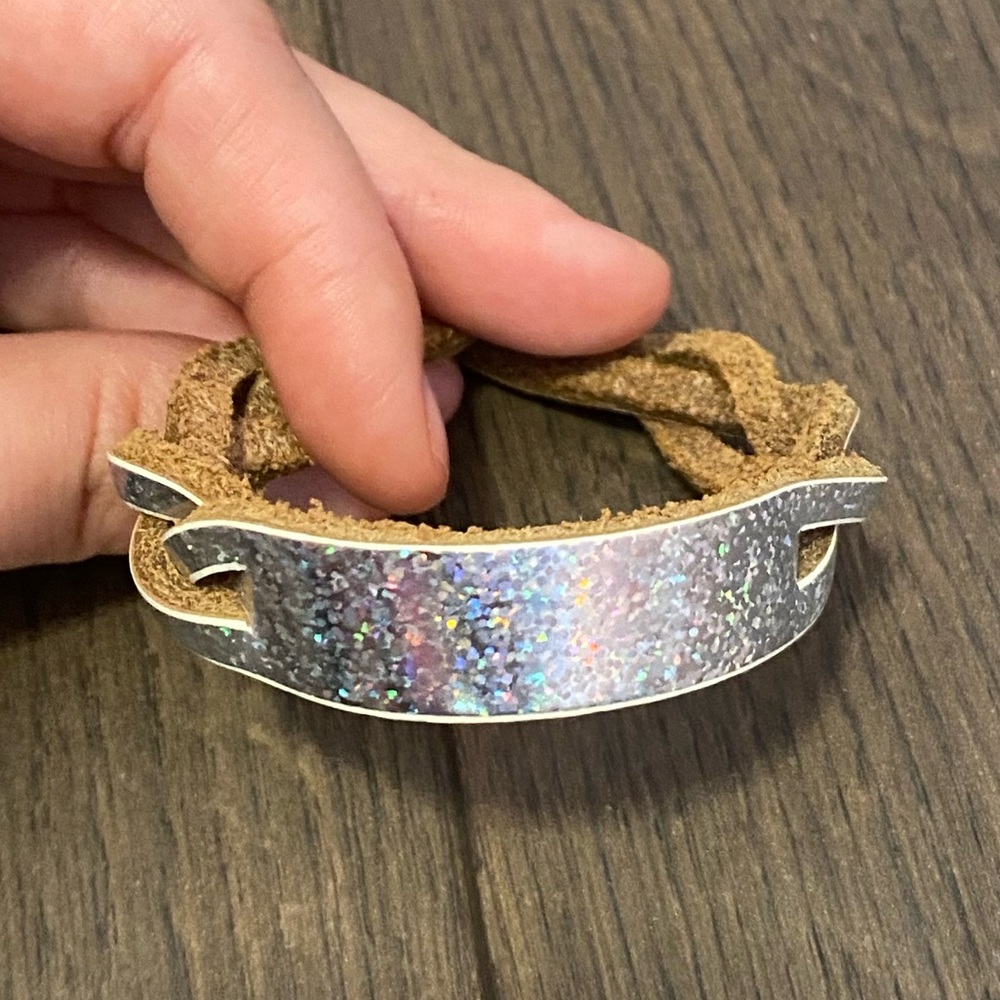 NWOT silver leather bracelet